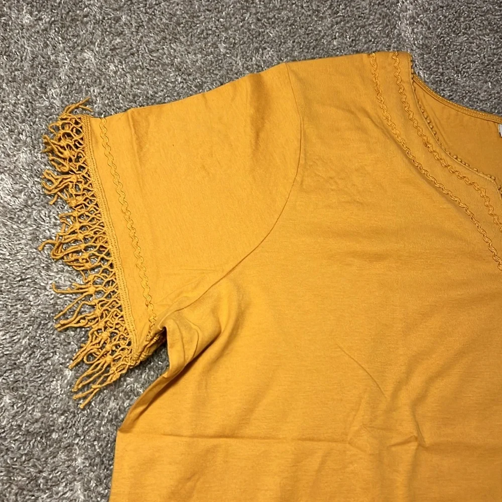 EUC Roaman’s Womans Plus Size Top‎ Shirt Gold Tassal Embroidered 1X Cotton Beach - Picture 3 of 16
